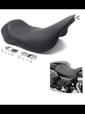 HTTMT- Black Modern low profile Solo Seat Compatible With 2008-2017 Harley